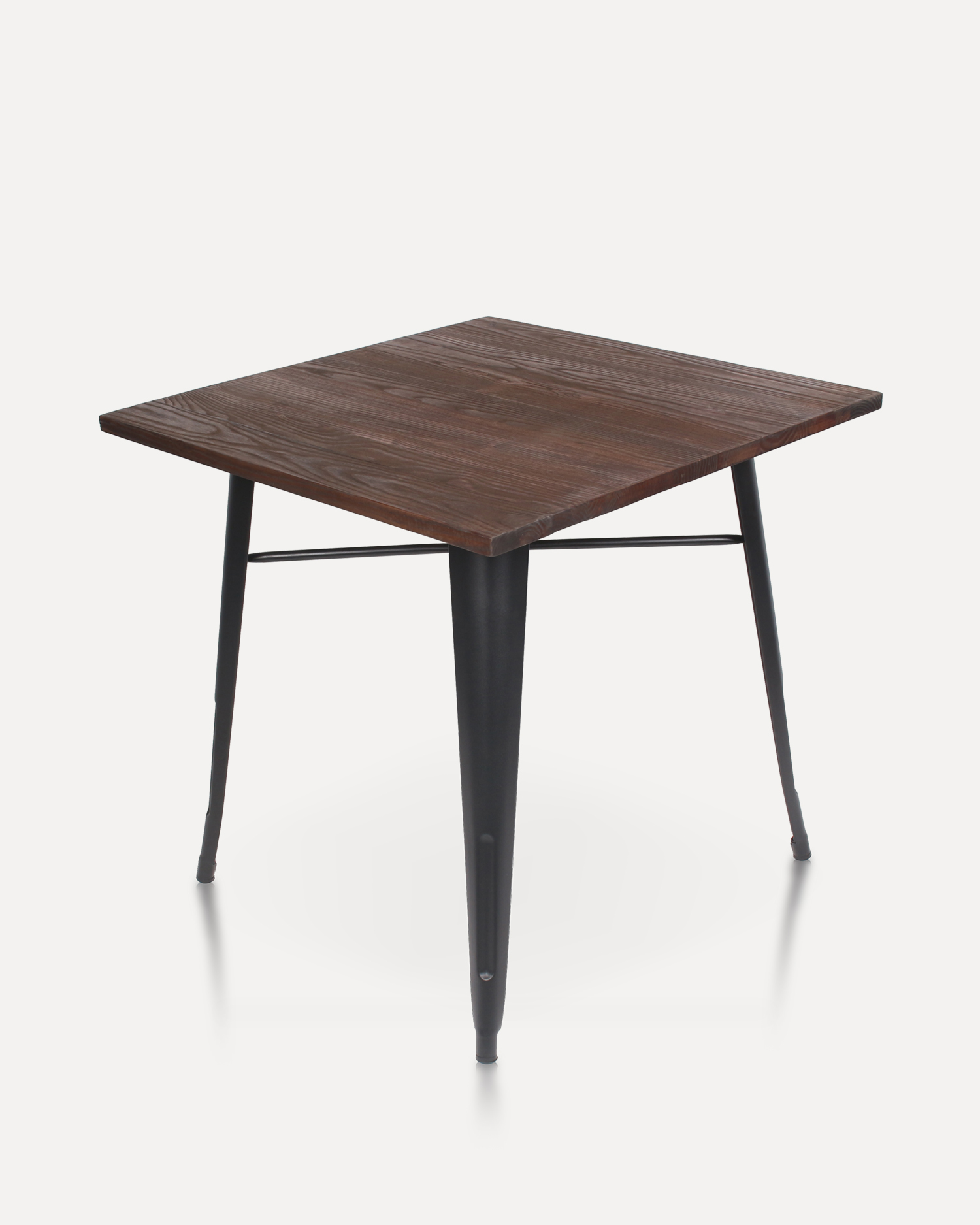 Quadratischer Holz Esstisch mit Metallbeinen