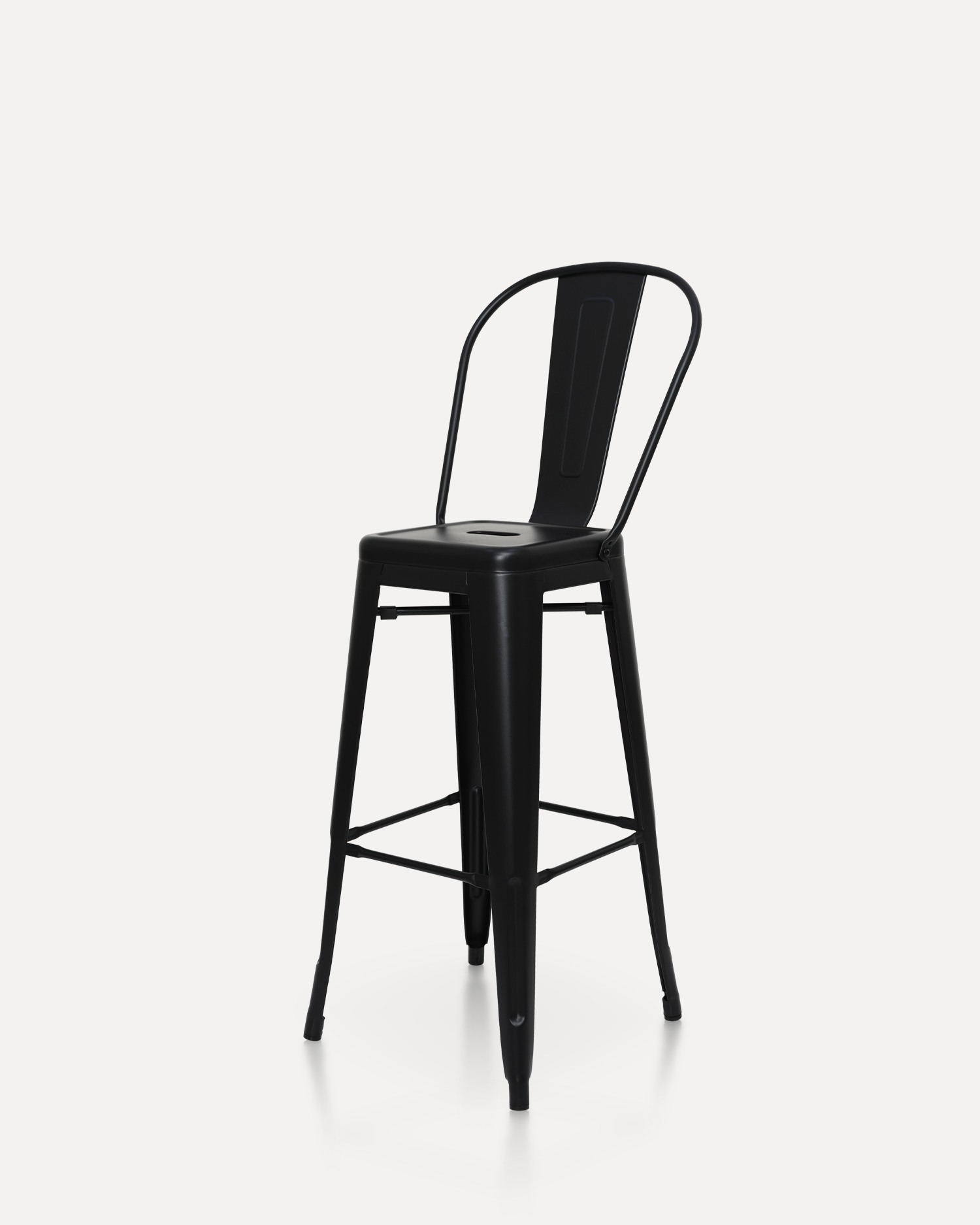 Black Metal Barstool mit der Rückenlehne Black Metal Barstool mit der Rückenlehne