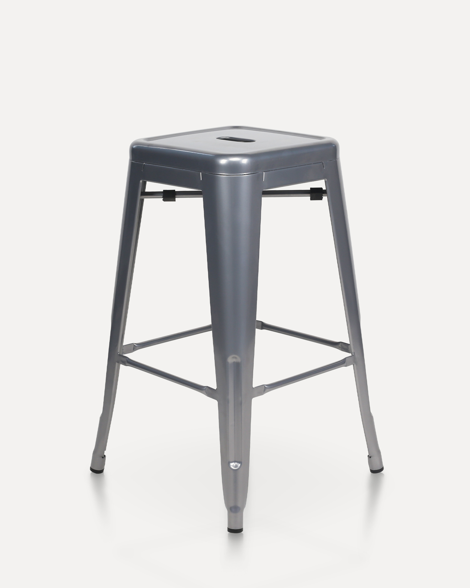 Rückenfreie schwarze Metallhocker